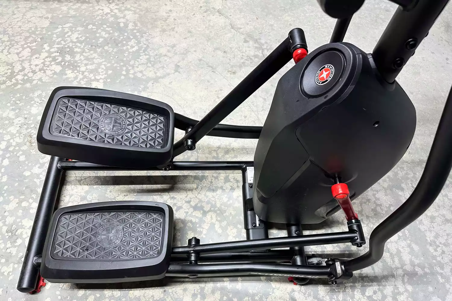 The foot pedals on the Schwinn 411 Compact Elliptical Machine