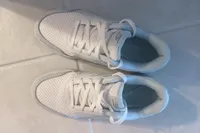 An overhead view of the Skechers Women's Viper Court Classic Pickleball Shoes with the laces untied