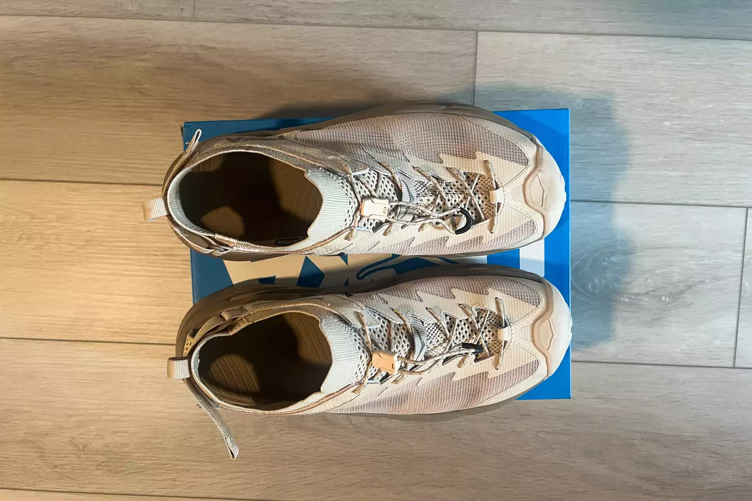 An overhead view of a pair of Hoka Men's Hopara 2 Sandals