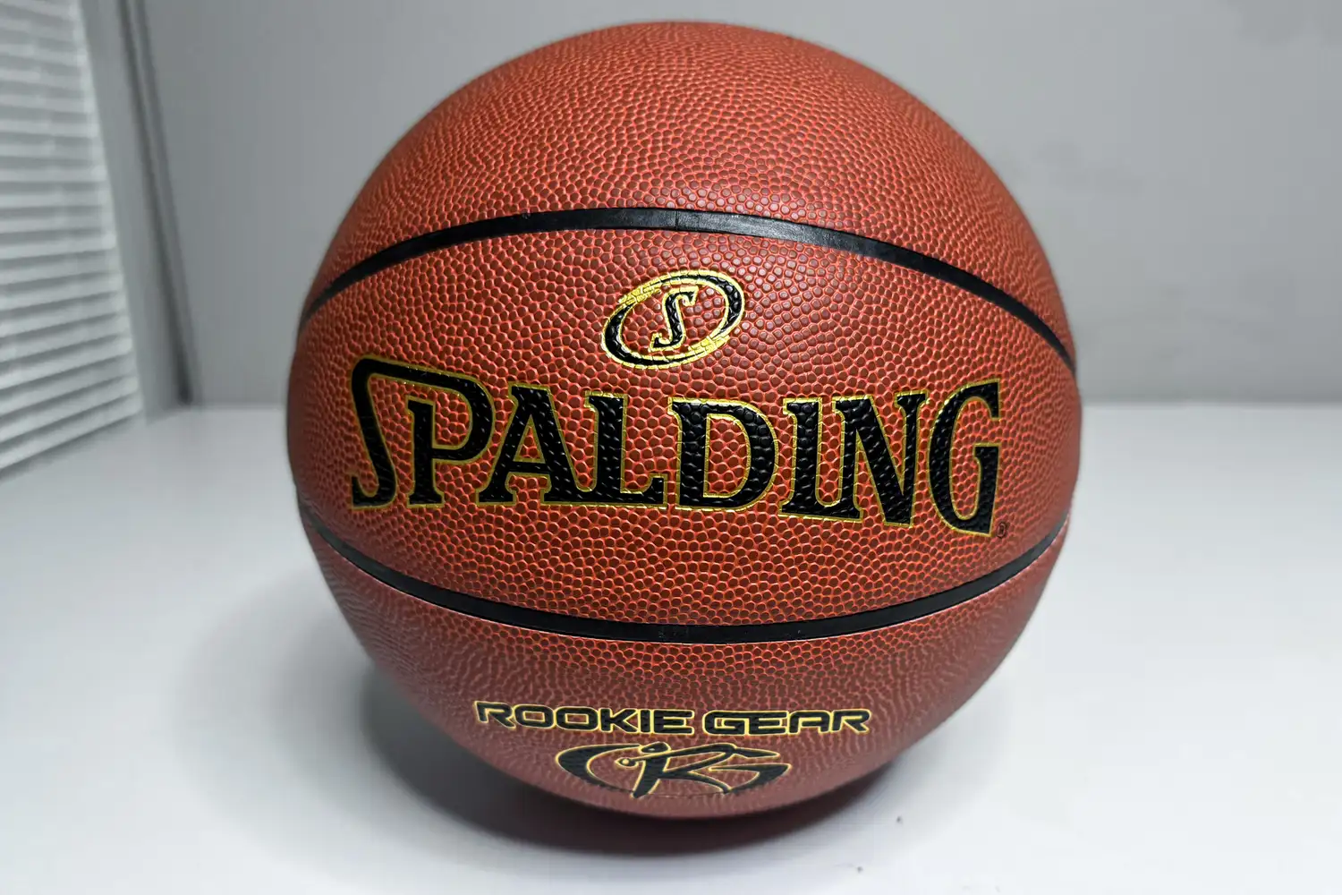 The front of the Spalding Rookie Gear Youth Indoor-Outdoor Basketball