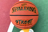 The front of the Spalding Street Outdoor Basketball