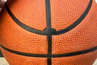 A close-up of the seams on the Spalding Street Outdoor Basketball