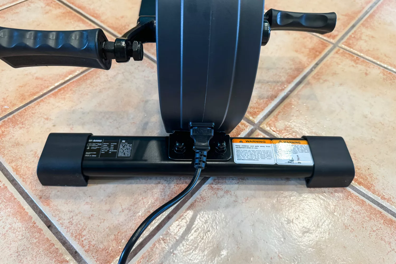 The base of the Sunny Health & Fitness SF-B0960 Motorized Electric Under Desk Bike