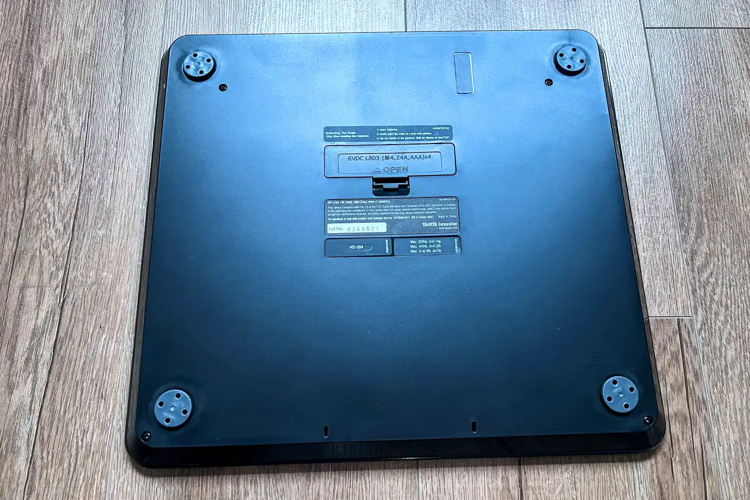 The underside of the Tanita HD-384 Digital Bathroom Scale