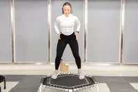 Person jumping on Acon 55in Trampoline Hexagon