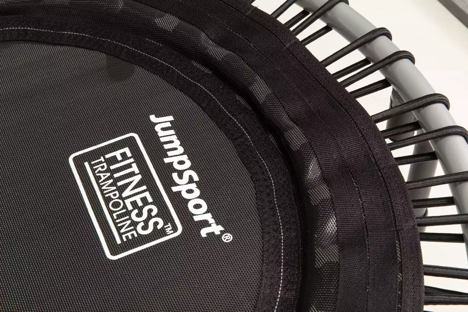 JumpSport 350 Indoor Fitness Trampoline seams and railing