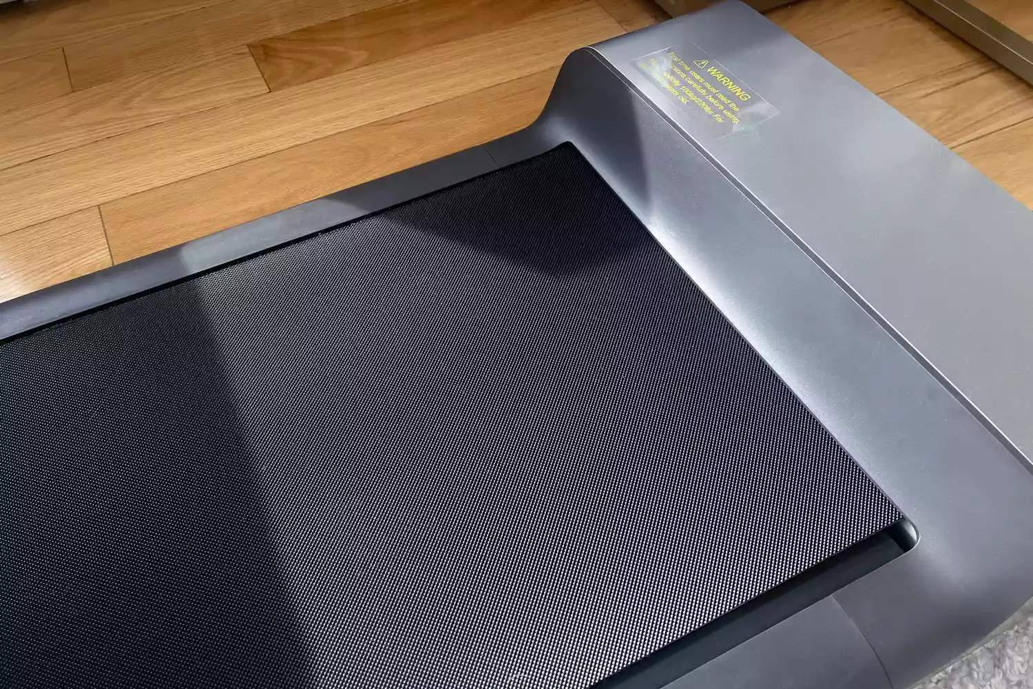 Closeup of one end of WalkingPad P1 Foldable Walking Treadmill