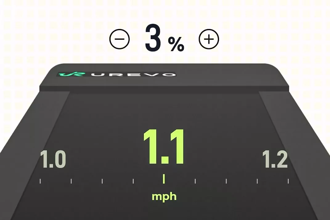 The smartphone app display for the Urevo SpaceWalk 3S Treadmill