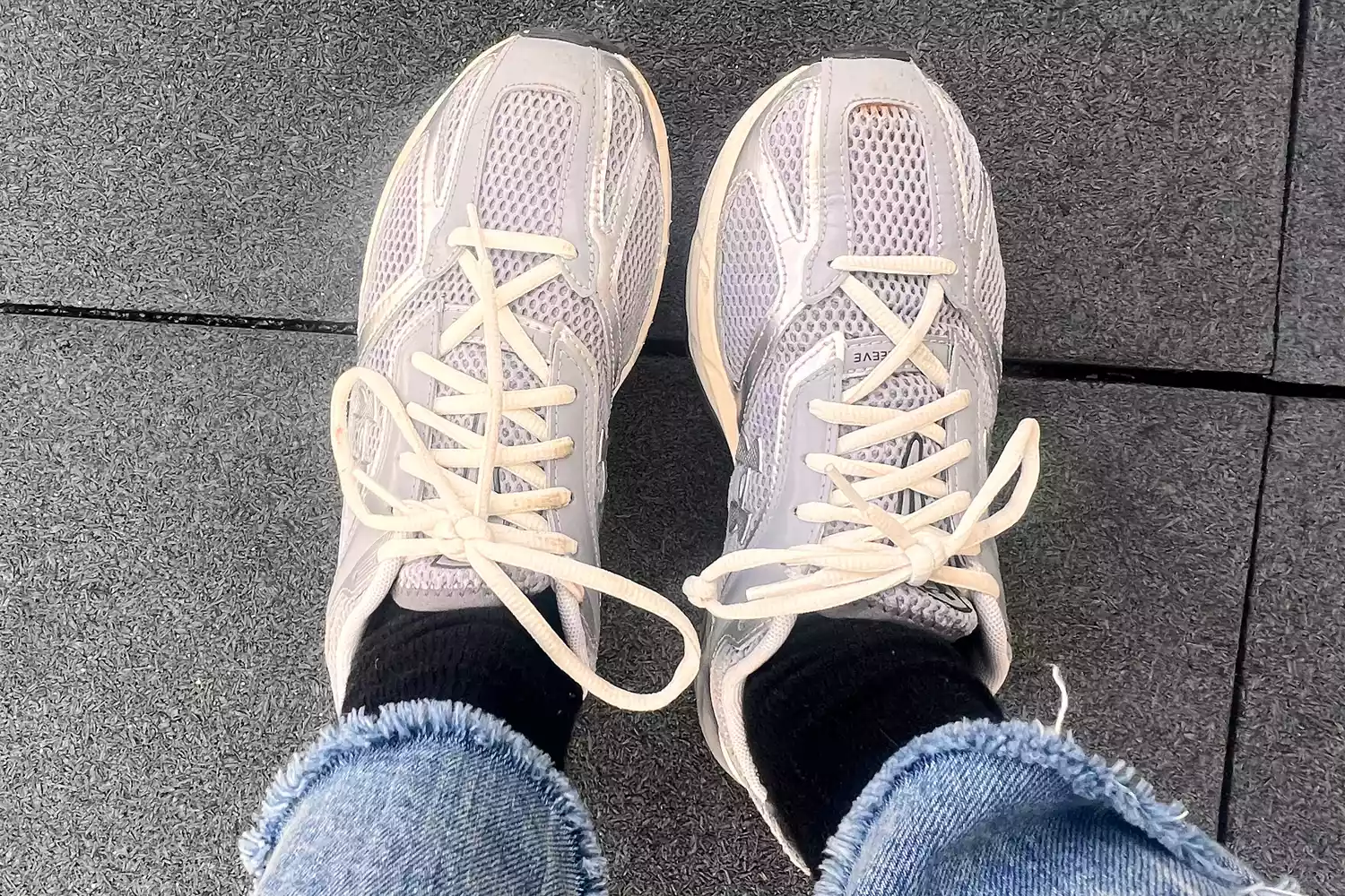 An overhead view of a person wearing the Under Armour Unisex UA Apparition Shoes