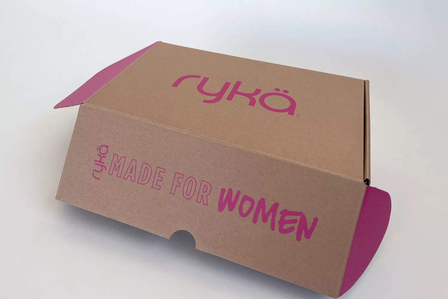 Ryka shoebox displayed on a white surface