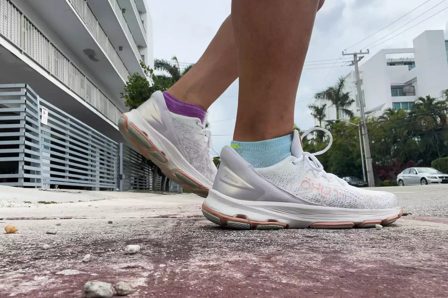 Feet wearing Ryka Devotion X Walking Shoe outdoors