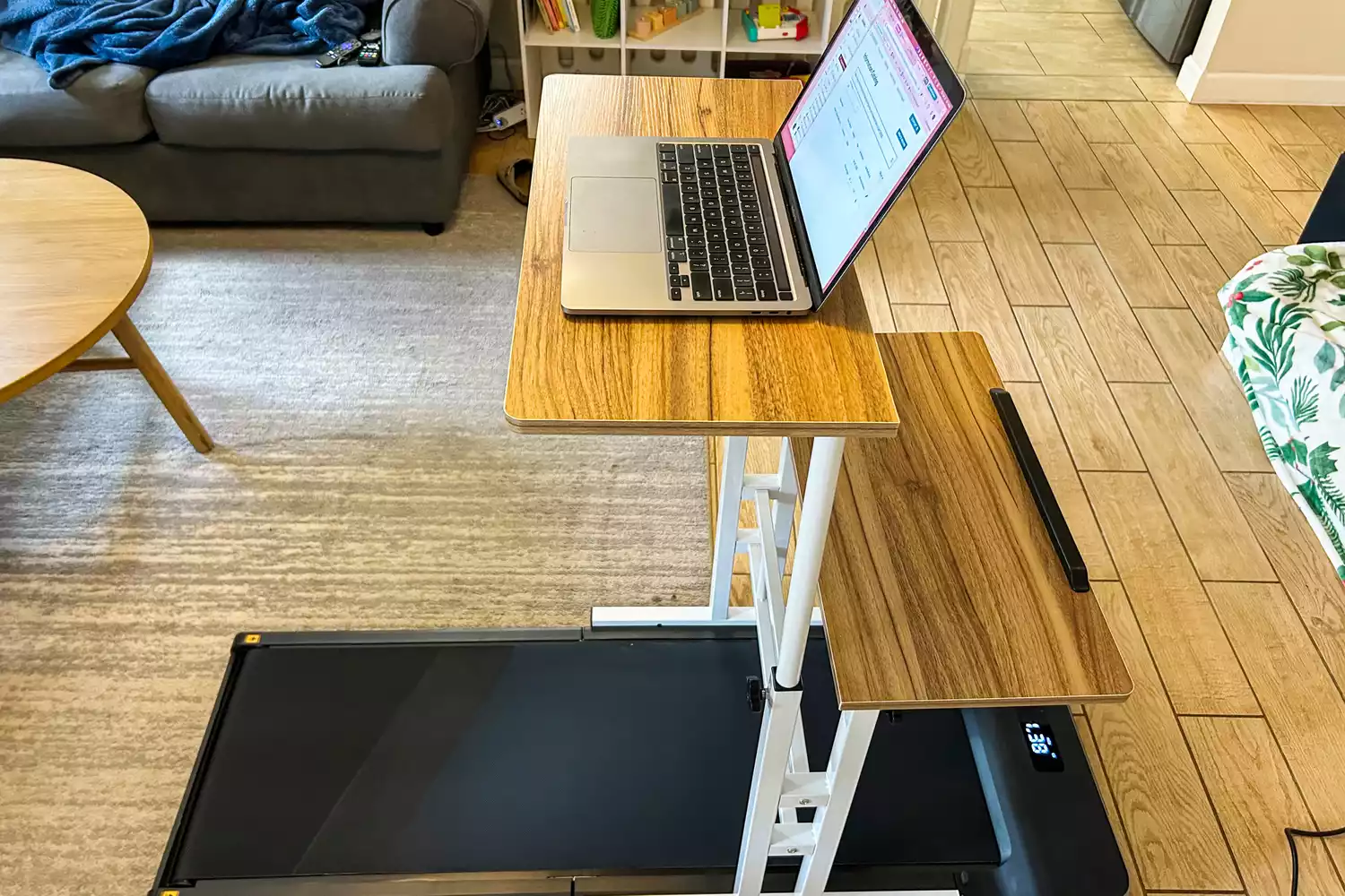 The WalkingPad Z1 Folding Under Desk Treadmill under a desk