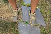 An overhead view of a pair of On Running Women's Cloudhorizon Waterproof Running Shoes