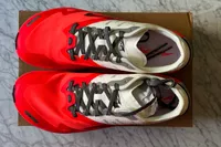 The arial-view of the Altra Running Mont Blanc Carbon Menâs Trail Running Shoes on top of their box