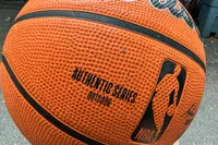 The front of the Wilson NBA Authentic Outdoor Basketball