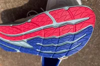 A close-up of the bottom of the Altra Paradigm 7 shoes