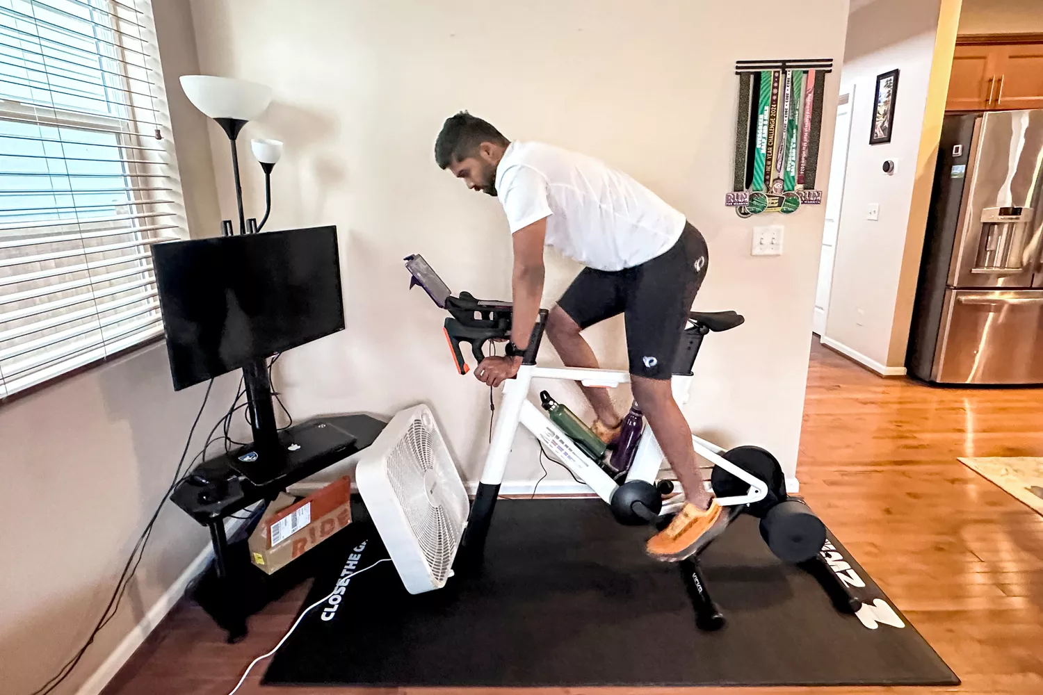 A person rides on the Zwift Ride with KICKR CORE