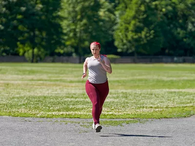 Woman running outside