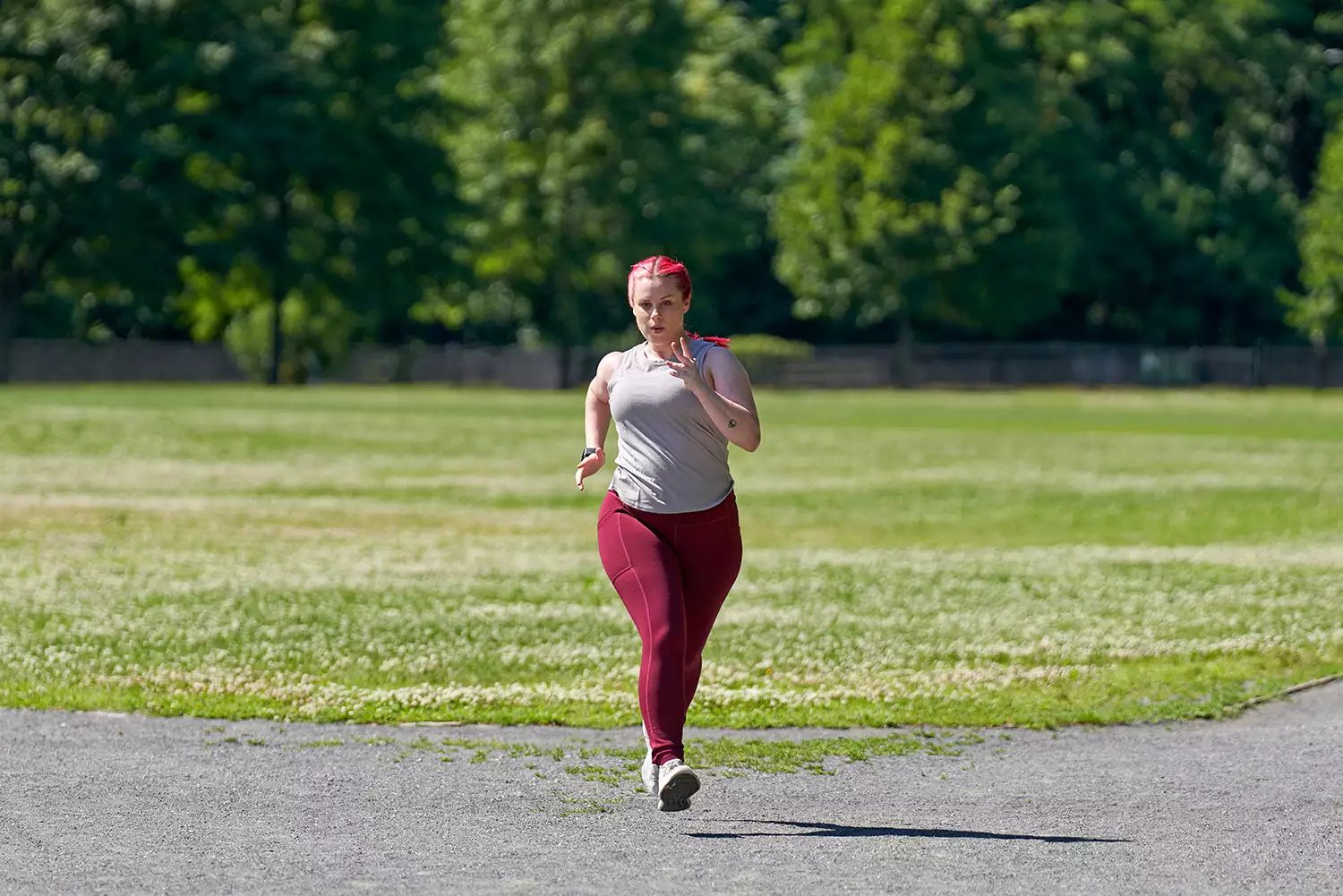 Woman running outside