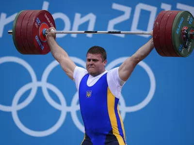 A weightlifter during the 2012 London Olympics.