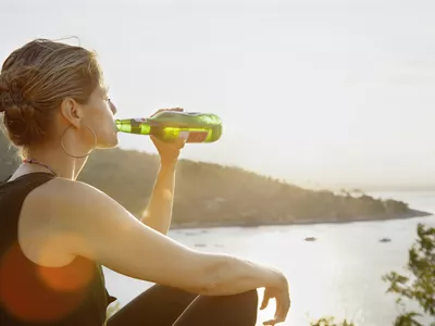 woman drinking beer